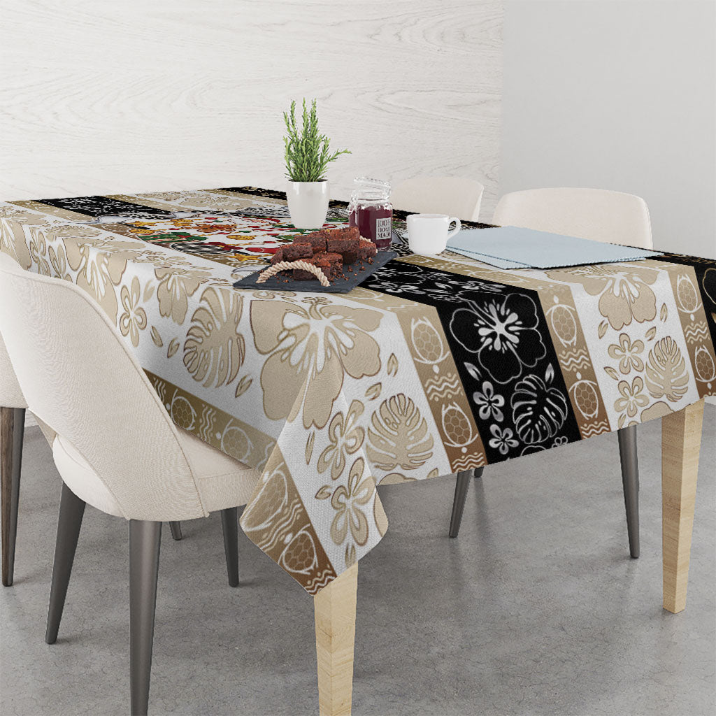 Tonga Ngatu Christmas Bow Tablecloth Kilisimasi Fiefia Gold Style LT9 - Polynesian Pride