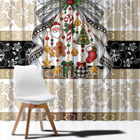 Tonga Ngatu Christmas Bow Window Curtain Kilisimasi Fiefia Gold Style LT9 - Polynesian Pride