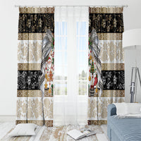 Tonga Ngatu Christmas Bow Window Curtain Kilisimasi Fiefia Gold Style LT9 - Polynesian Pride
