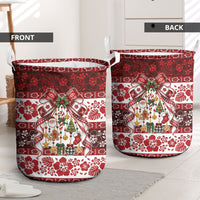 Tonga Ngatu Christmas Bow Laundry Basket Kilisimasi Fiefia Red Style LT9 - Polynesian Pride