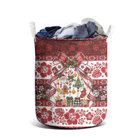 Tonga Ngatu Christmas Bow Laundry Basket Kilisimasi Fiefia Red Style LT9 - Polynesian Pride