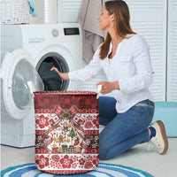 Tonga Ngatu Christmas Bow Laundry Basket Kilisimasi Fiefia Red Style LT9 - Polynesian Pride