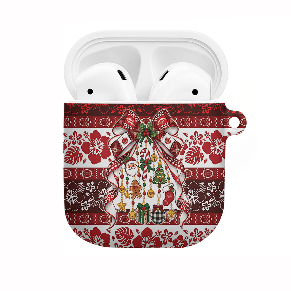 Tonga Ngatu Christmas Bow AirPods Case Kilisimasi Fiefia Red Style
