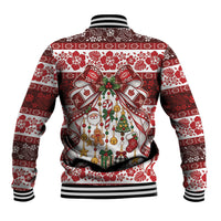 Tonga Ngatu Christmas Bow Baseball Jacket Kilisimasi Fiefia Red Style LT9 - Polynesian Pride