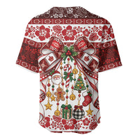 Tonga Ngatu Christmas Bow Baseball Jersey Kilisimasi Fiefia Red Style LT9 - Polynesian Pride