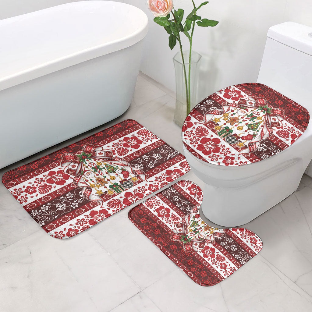 Tonga Ngatu Christmas Bow Bathroom Set Kilisimasi Fiefia Red Style LT9 - Polynesian Pride