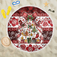 Tonga Ngatu Christmas Bow Beach Blanket Kilisimasi Fiefia Red Style LT9 One Size 150cm Gold - Polynesian Pride