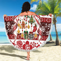 Tonga Ngatu Christmas Bow Beach Blanket Kilisimasi Fiefia Red Style LT9 - Polynesian Pride