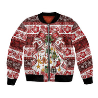 Tonga Ngatu Christmas Bow Bomber Jacket Kilisimasi Fiefia Red Style LT9 Unisex Gold - Polynesian Pride