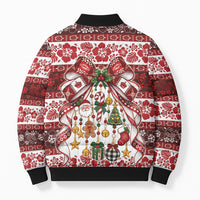 Tonga Ngatu Christmas Bow Bomber Puffer Jacket Kilisimasi Fiefia Red Style LT9 - Polynesian Pride