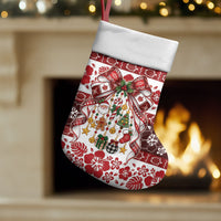 Tonga Ngatu Christmas Bow Christmas Stocking Kilisimasi Fiefia Red Style LT9 Set of 2 Gold - Polynesian Pride