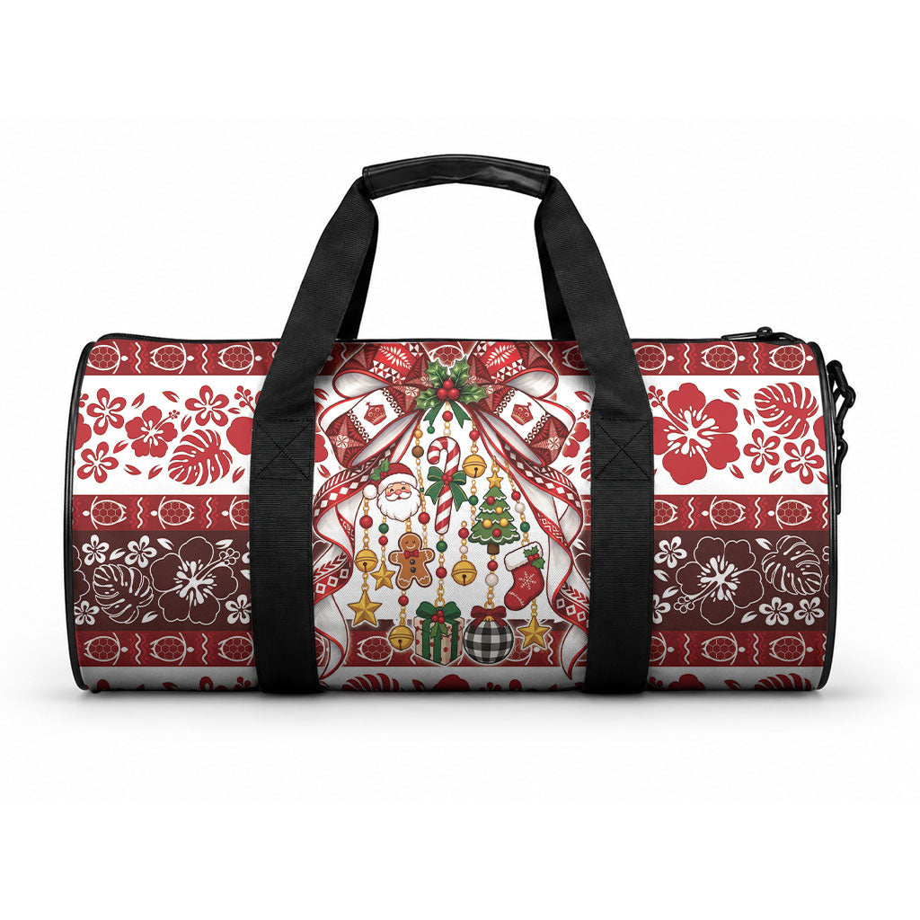 Tonga Ngatu Christmas Bow Duffle Bag Kilisimasi Fiefia Red Style LT9 One size Gold - Polynesian Pride