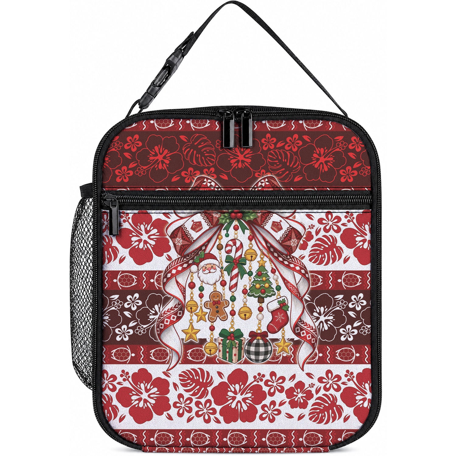 Tonga Ngatu Christmas Bow Lunch Bag Kilisimasi Fiefia Red Style