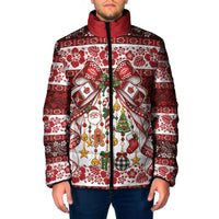 Tonga Ngatu Christmas Bow Padded Jacket Kilisimasi Fiefia Red Style LT9 Men Gold - Polynesian Pride