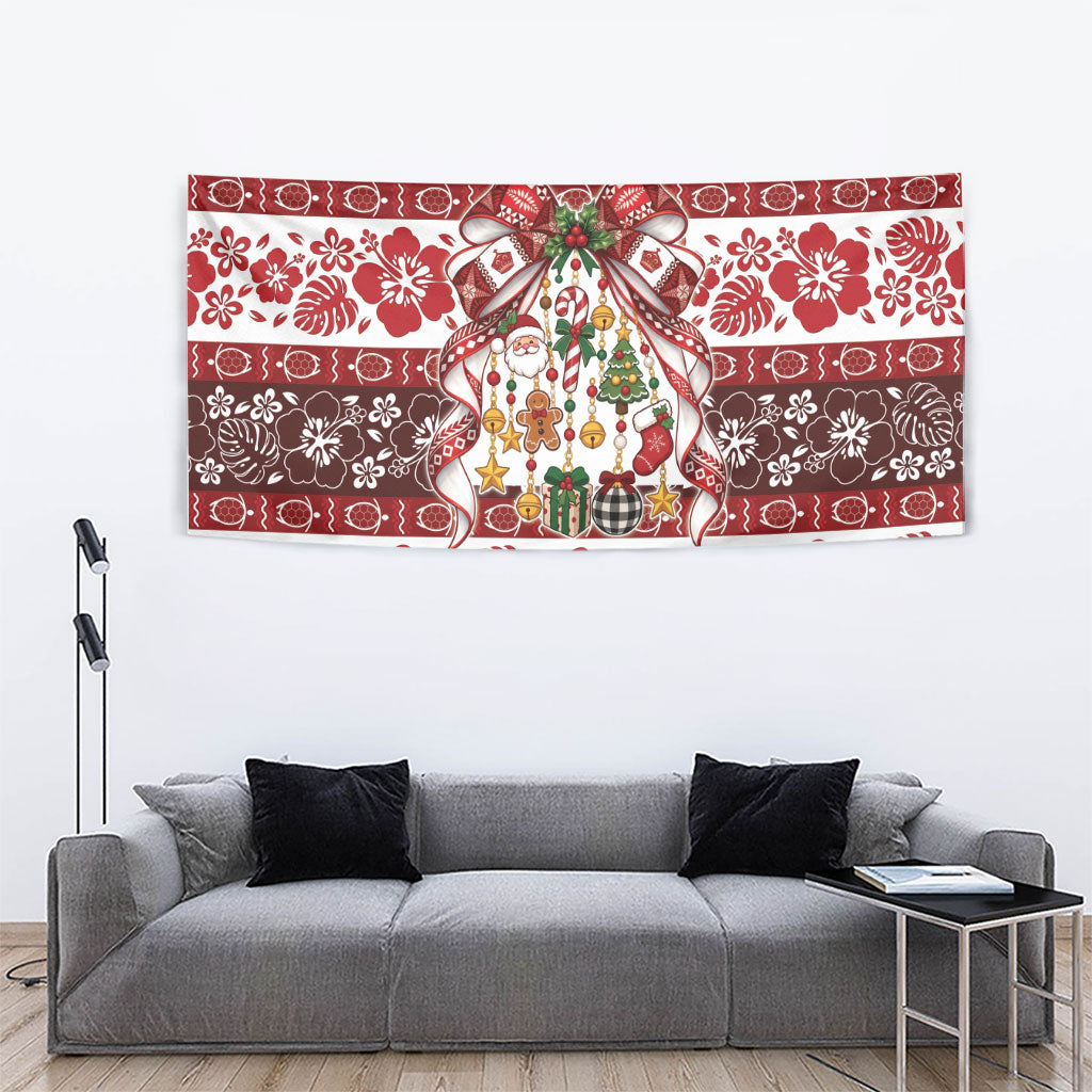 Tonga Ngatu Christmas Bow Tapestry Kilisimasi Fiefia Red Style LT9 - Polynesian Pride