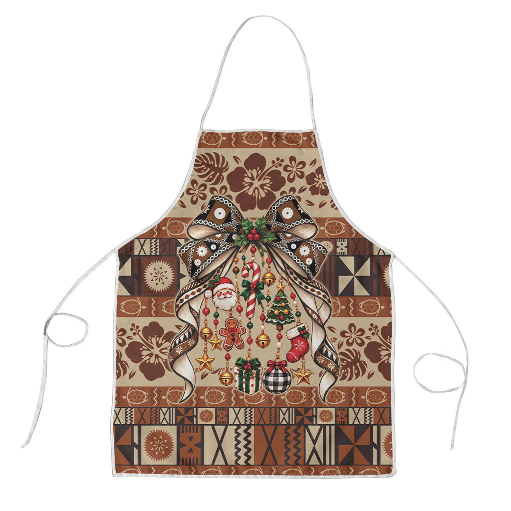 Fiji Masi Christmas Bow Apron Fijian Tribal inspired Christmas LT9 Red - Polynesian Pride
