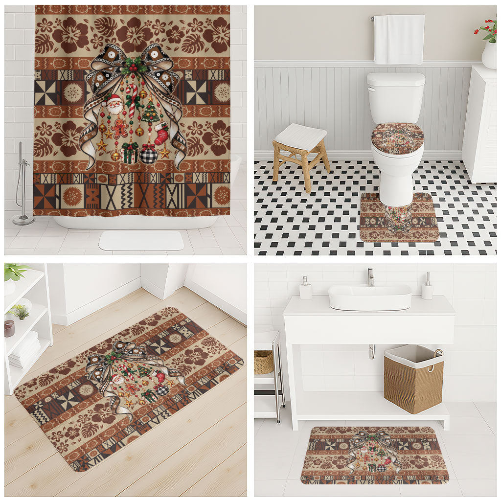 Fiji Masi Christmas Bow Bathroom Set Fijian Tribal inspired Christmas LT9 - Polynesian Pride