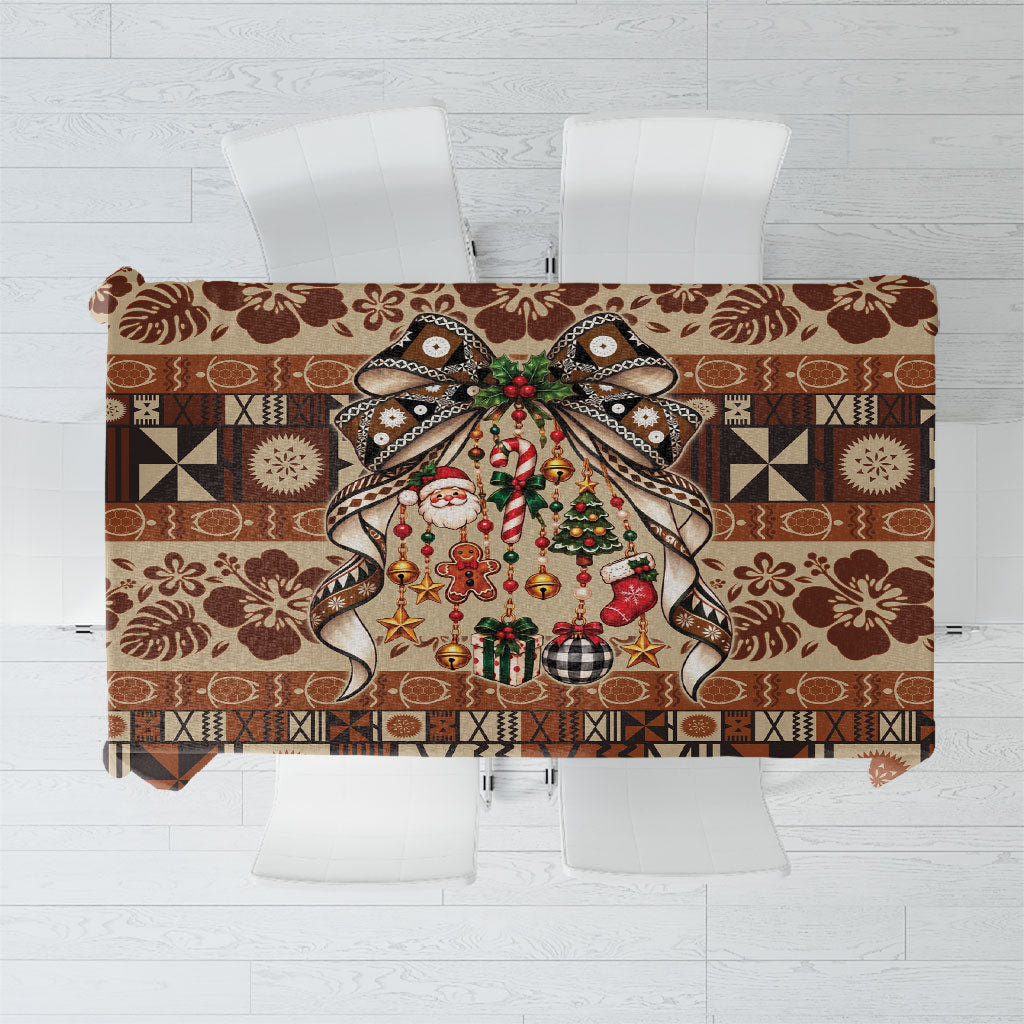 Fiji Masi Christmas Bow Tablecloth Fijian Tribal inspired Christmas LT9 Red - Polynesian Pride