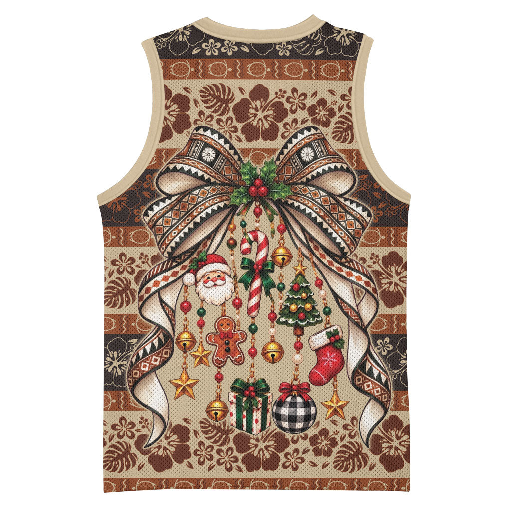 Fiji Masi Christmas Bow Basketball Jersey Marau na Kerisimasi LT9 - Polynesian Pride