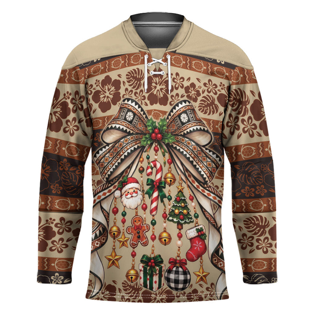 Fiji Masi Christmas Bow Hockey Jersey Marau na Kerisimasi LT9 Unisex Red - Polynesian Pride