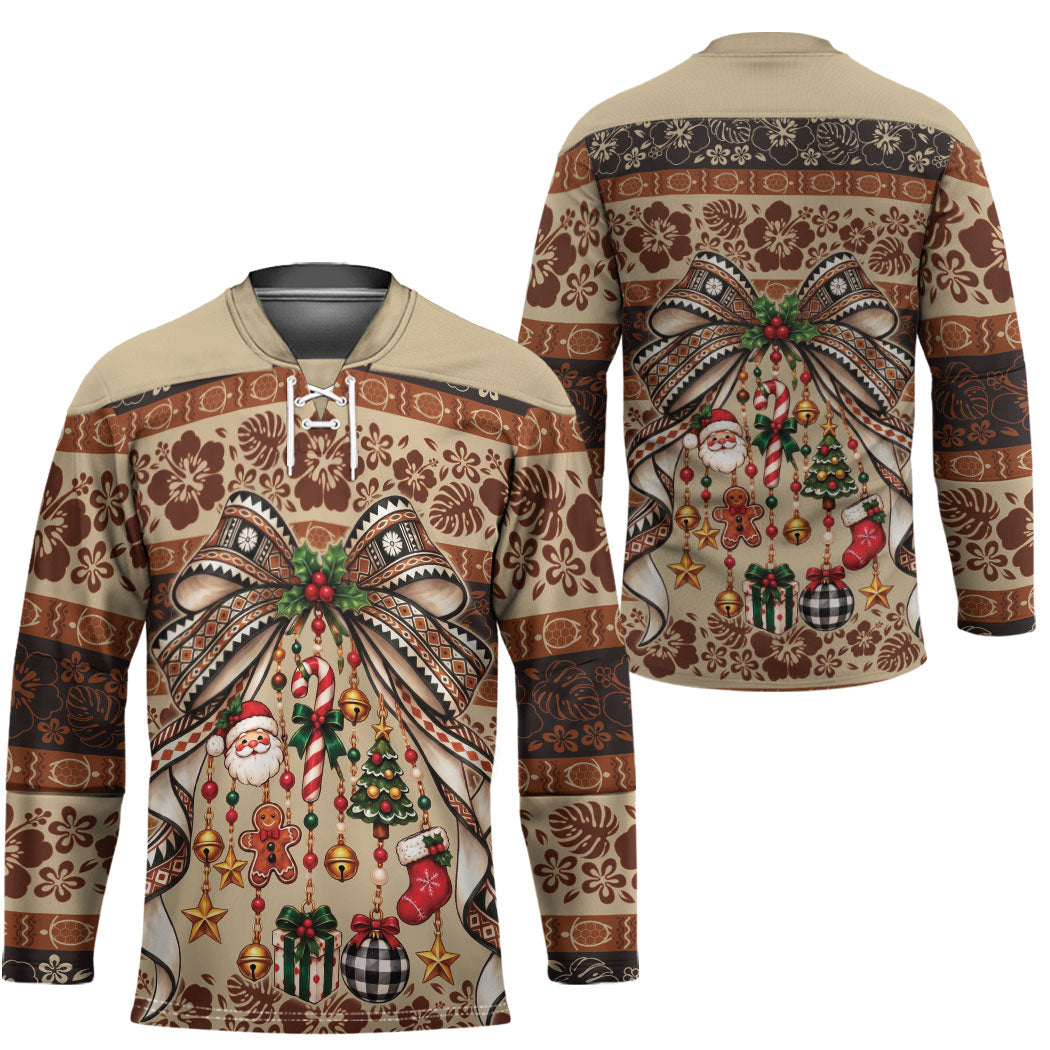 Fiji Masi Christmas Bow Hockey Jersey Marau na Kerisimasi LT9 - Polynesian Pride
