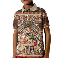 Fiji Masi Christmas Bow Kid Polo Shirt Marau na Kerisimasi LT9 Kid Red - Polynesian Pride