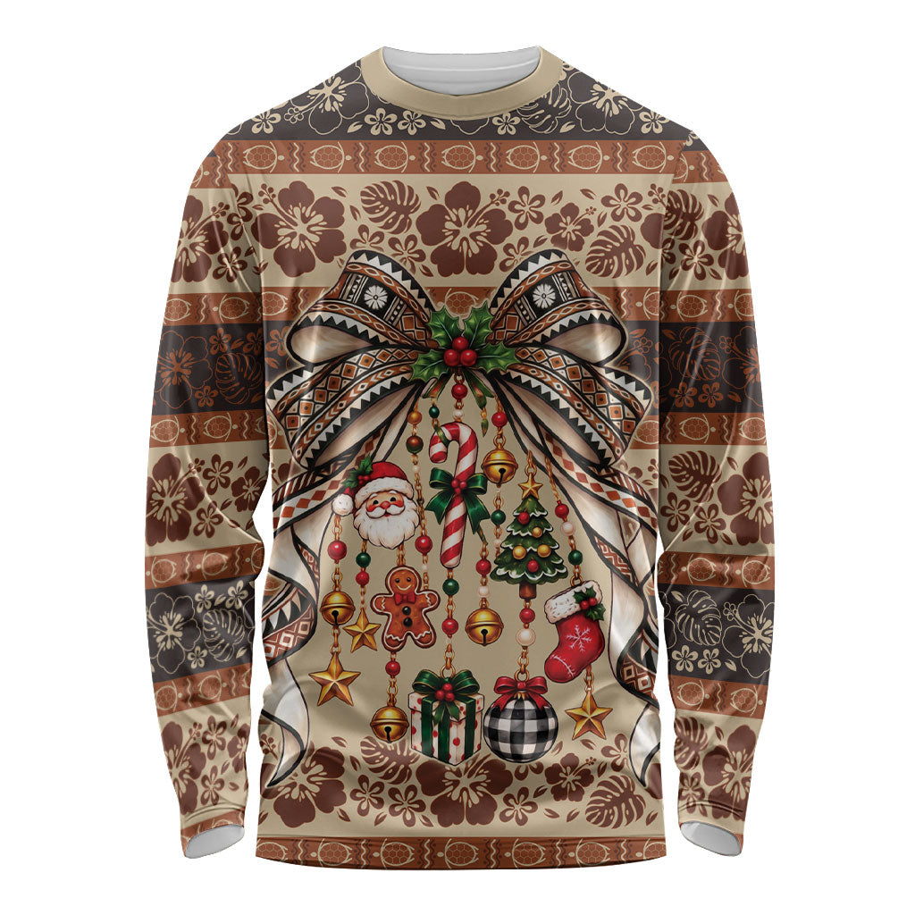 Fiji Masi Christmas Bow Long Sleeve Shirt Marau na Kerisimasi LT9 Unisex Red - Polynesian Pride