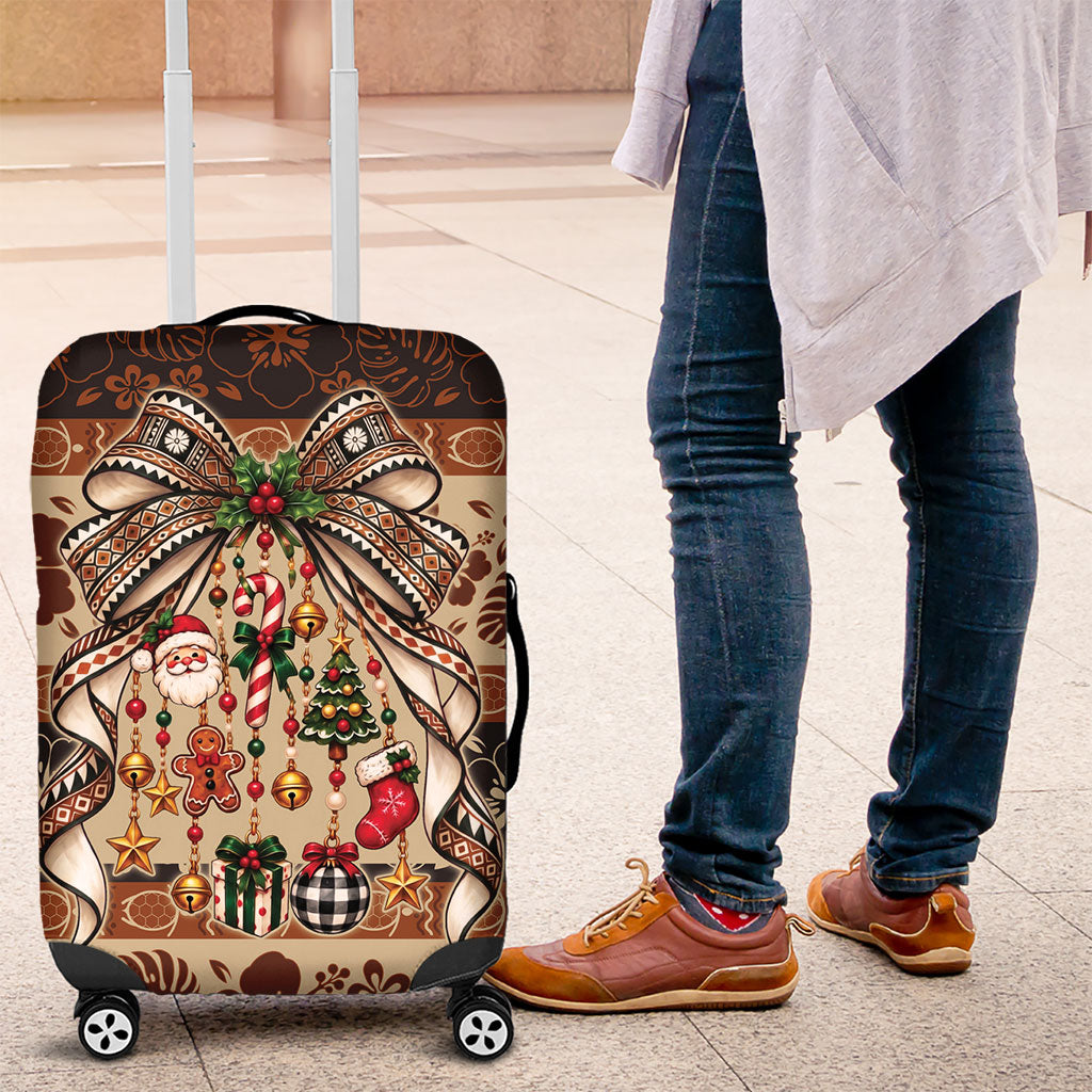 Fiji Masi Christmas Bow Luggage Cover Marau na Kerisimasi LT9 Red - Polynesian Pride