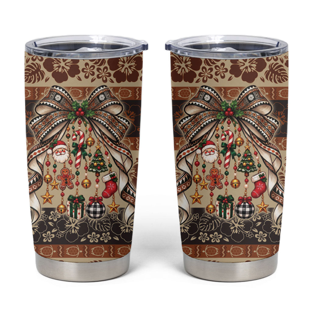 Fiji Masi Christmas Bow Tumbler Cup Marau na Kerisimasi LT9 Red - Polynesian Pride
