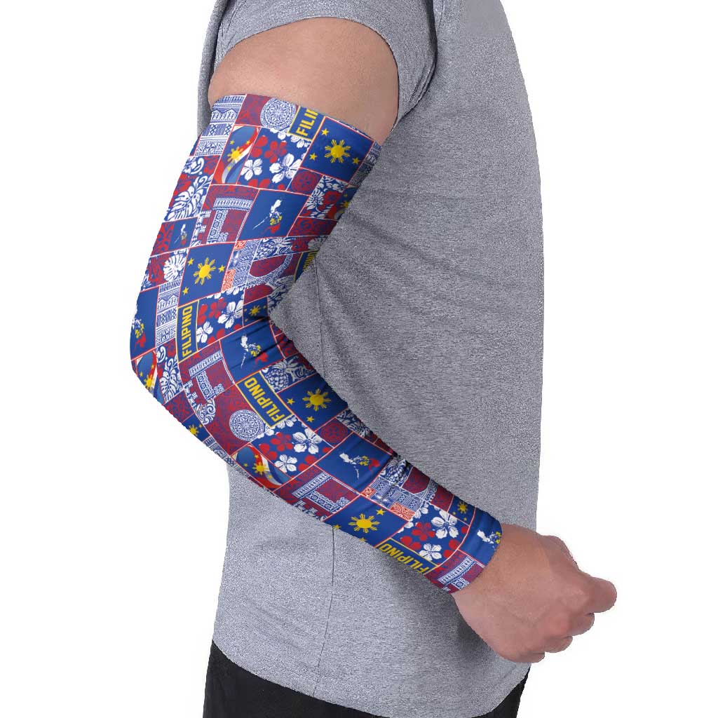 Filipino Maligayang Pasko Arm Sleeves Pacific Patchwork Xmas Vibes - Polynesian Pride