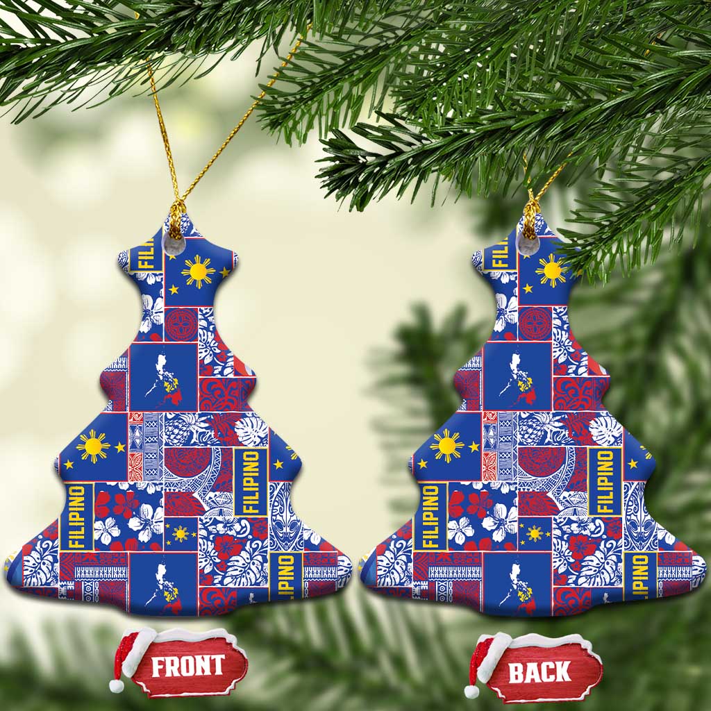 Filipino Maligayang Pasko Ceramic Ornament Pacific Patchwork Xmas Vibes - Polynesian Pride