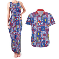 Filipino Maligayang Pasko Couples Matching Tank Maxi Dress and Hawaiian Shirt Pacific Patchwork Xmas Vibes - Polynesian Pride