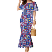Filipino Maligayang Pasko Family Matching Mermaid Dress and Hawaiian Shirt Pacific Patchwork Xmas Vibes LT9 Mom's Dress Blue - Polynesian Pride
