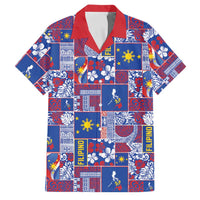 Filipino Maligayang Pasko Family Matching Short Sleeve Bodycon Dress and Hawaiian Shirt Pacific Patchwork Xmas Vibes LT9 Dad's Shirt - Short Sleeve Blue - Polynesian Pride