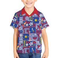 Filipino Maligayang Pasko Family Matching Short Sleeve Bodycon Dress and Hawaiian Shirt Pacific Patchwork Xmas Vibes LT9 Son's Shirt Blue - Polynesian Pride