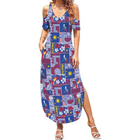 Filipino Maligayang Pasko Family Matching Summer Maxi Dress and Hawaiian Shirt Pacific Patchwork Xmas Vibes - Polynesian Pride