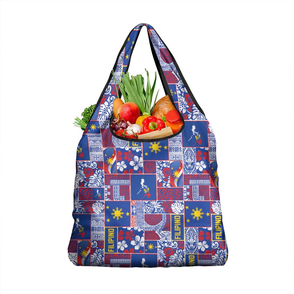 Filipino Maligayang Pasko Grocery Bag Pacific Patchwork Xmas Vibes LT9 1-pack One Size Blue - Polynesian Pride