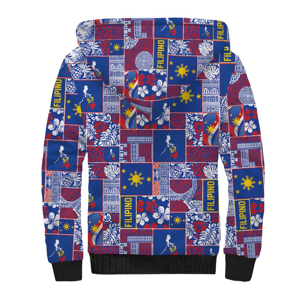 Filipino Maligayang Pasko Sherpa Hoodie Pacific Patchwork Xmas Vibes LT9 - Polynesian Pride