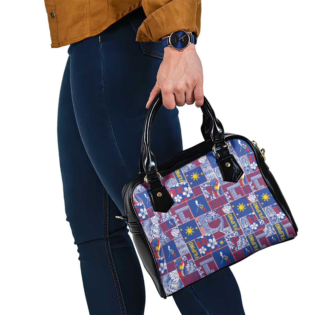 Filipino Maligayang Pasko Shoulder Handbag Pacific Patchwork Xmas Vibes - Polynesian Pride