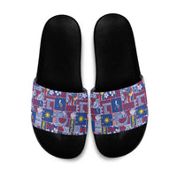 Filipino Maligayang Pasko Slide Sandals Pacific Patchwork Xmas Vibes - Polynesian Pride