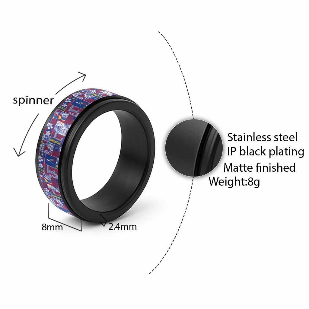 Filipino Maligayang Pasko Spinner Ring Pacific Patchwork Xmas Vibes - Polynesian Pride