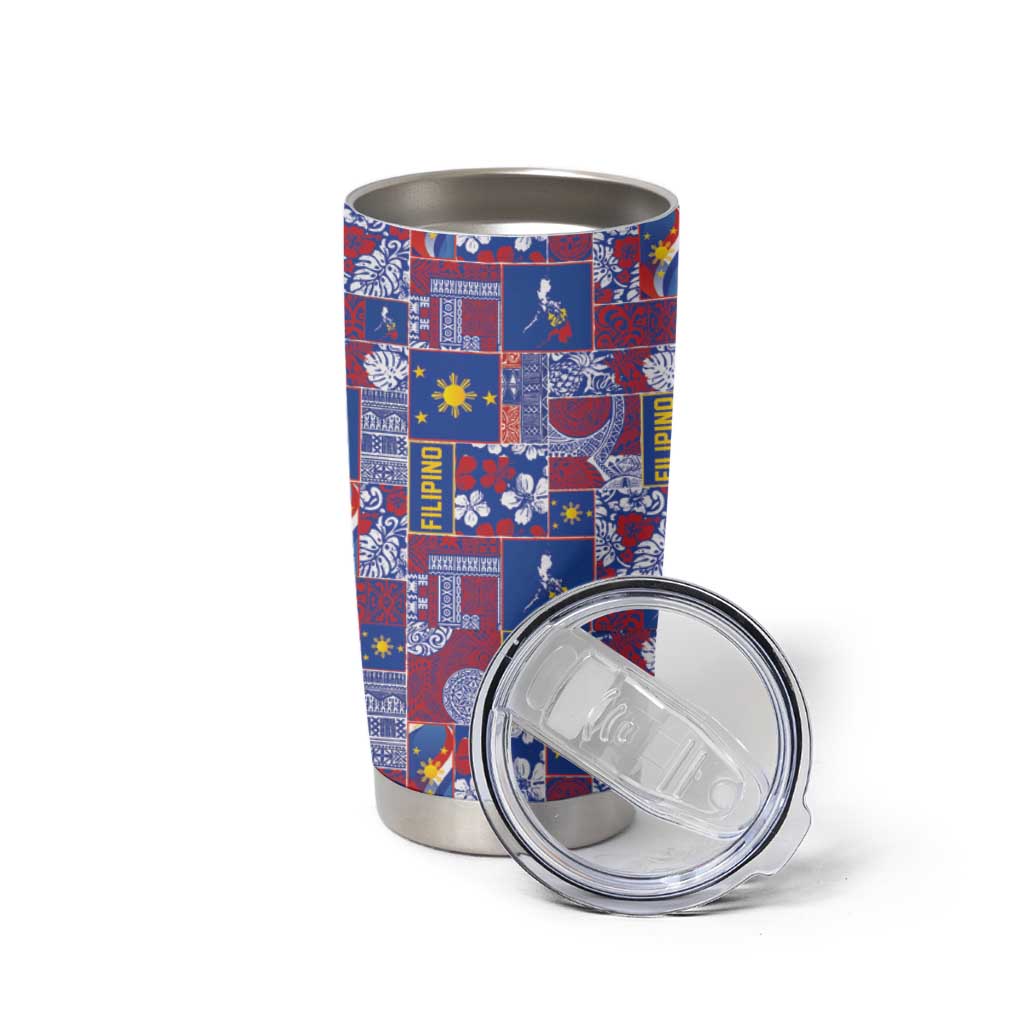 Filipino Maligayang Pasko Tumbler Cup Pacific Patchwork Xmas Vibes - Polynesian Pride