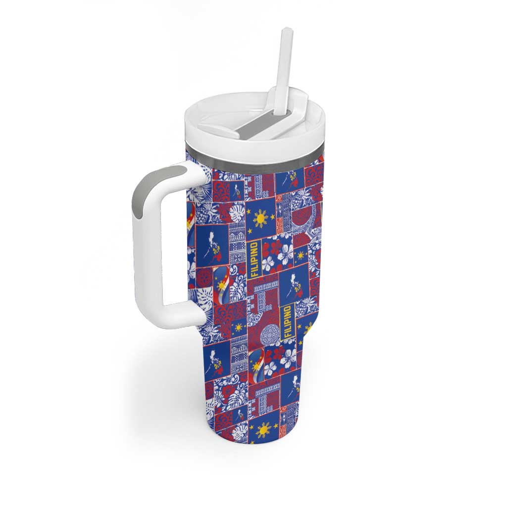 Filipino Maligayang Pasko Tumbler With Handle Pacific Patchwork Xmas Vibes - Polynesian Pride