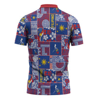 Filipino Maligayang Pasko Zipper Polo Shirt Pacific Patchwork Xmas Vibes - Polynesian Pride