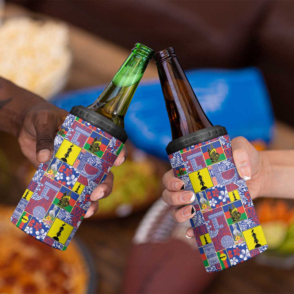 New Caledonia Joyeux Noel 4 in 1 Can Cooler Tumbler Pacific Patchwork Xmas Vibes - Polynesian Pride