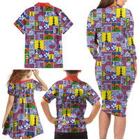 New Caledonia Joyeux Noel Family Matching Long Sleeve Bodycon Dress and Hawaiian Shirt Pacific Patchwork Xmas Vibes LT9 - Polynesian Pride
