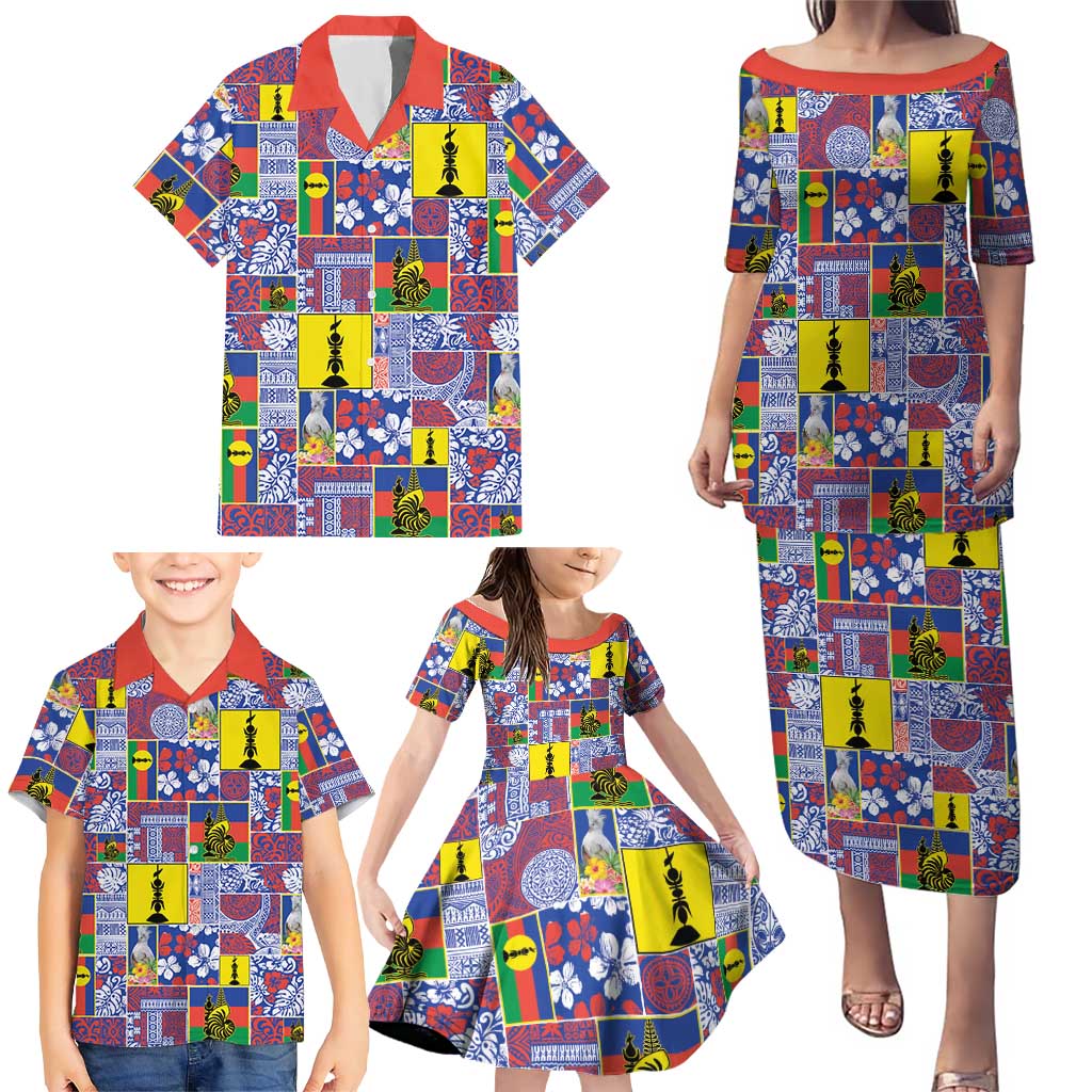 New Caledonia Joyeux Noel Family Matching Puletasi and Hawaiian Shirt Pacific Patchwork Xmas Vibes - Polynesian Pride