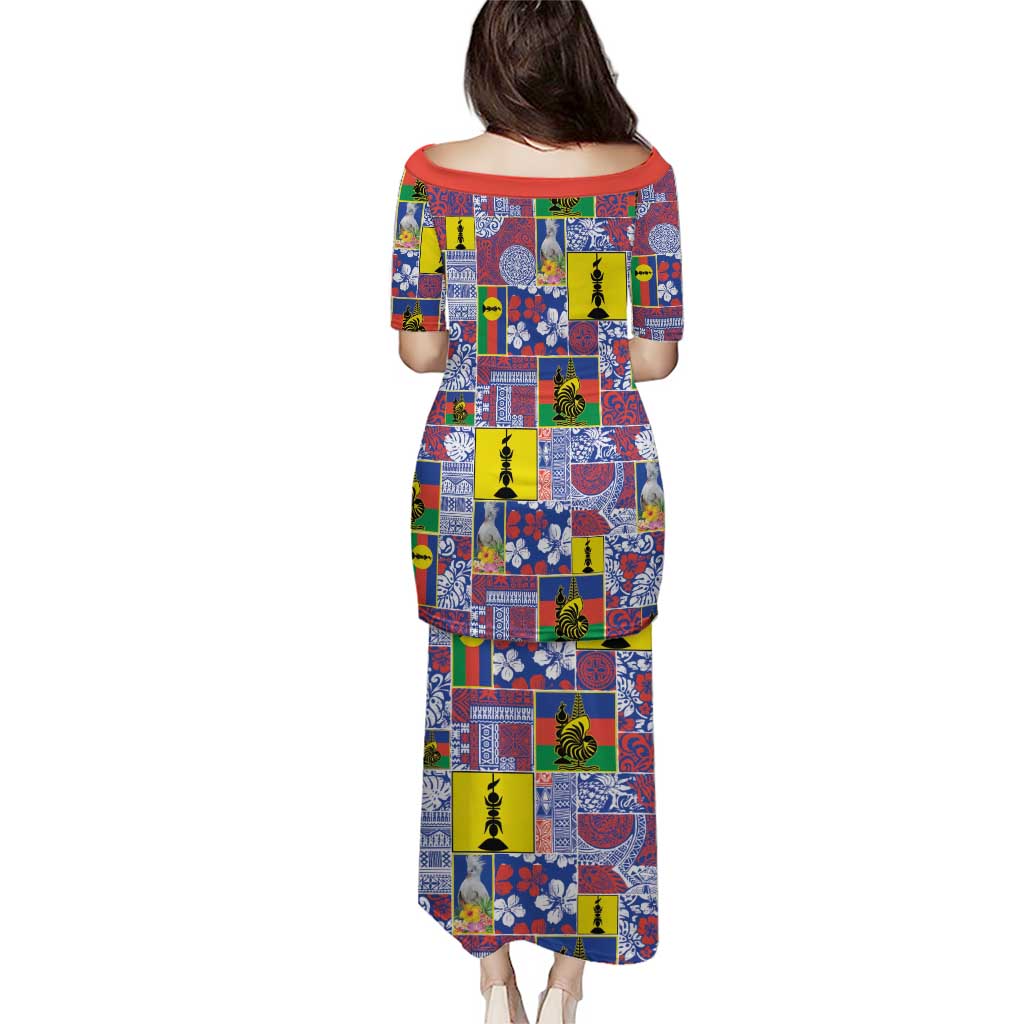 New Caledonia Joyeux Noel Family Matching Puletasi and Hawaiian Shirt Pacific Patchwork Xmas Vibes - Polynesian Pride