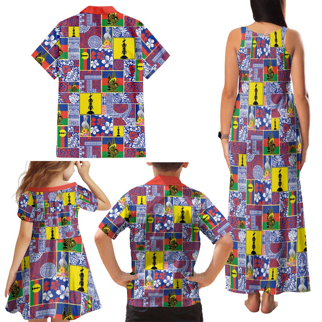 New Caledonia Joyeux Noel Family Matching Tank Maxi Dress and Hawaiian Shirt Pacific Patchwork Xmas Vibes - Polynesian Pride