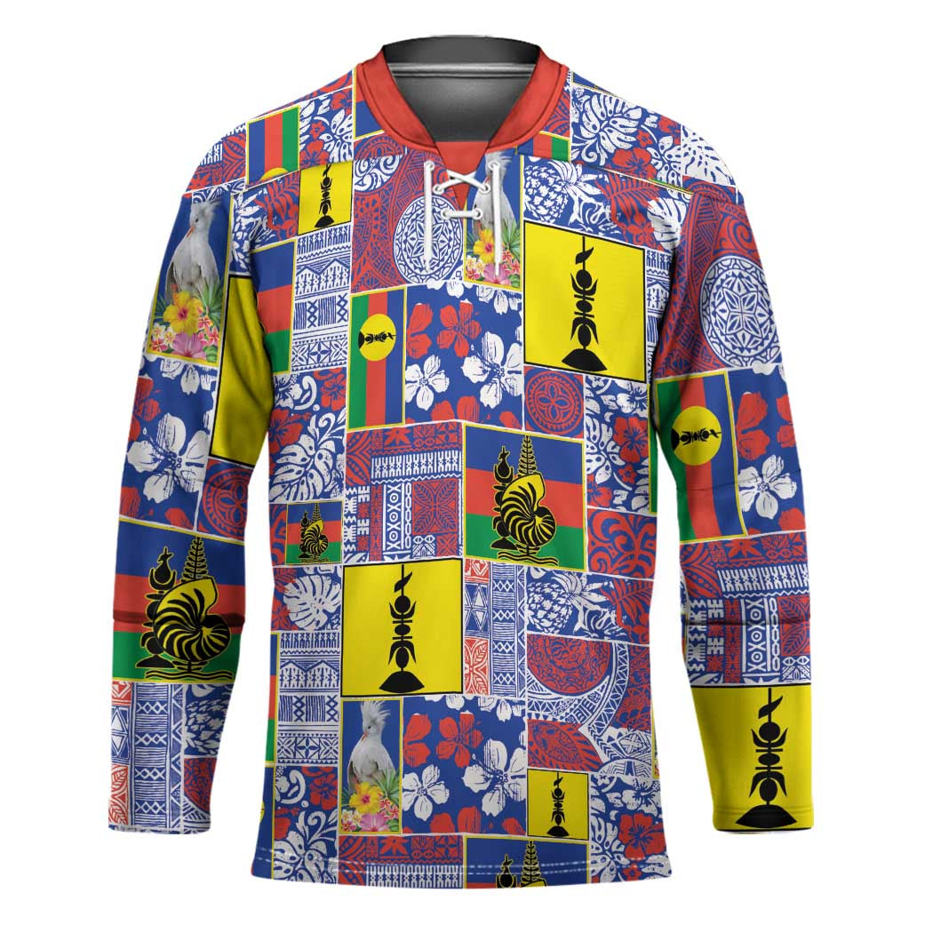New Caledonia Joyeux Noel Hockey Jersey Pacific Patchwork Xmas Vibes - Polynesian Pride